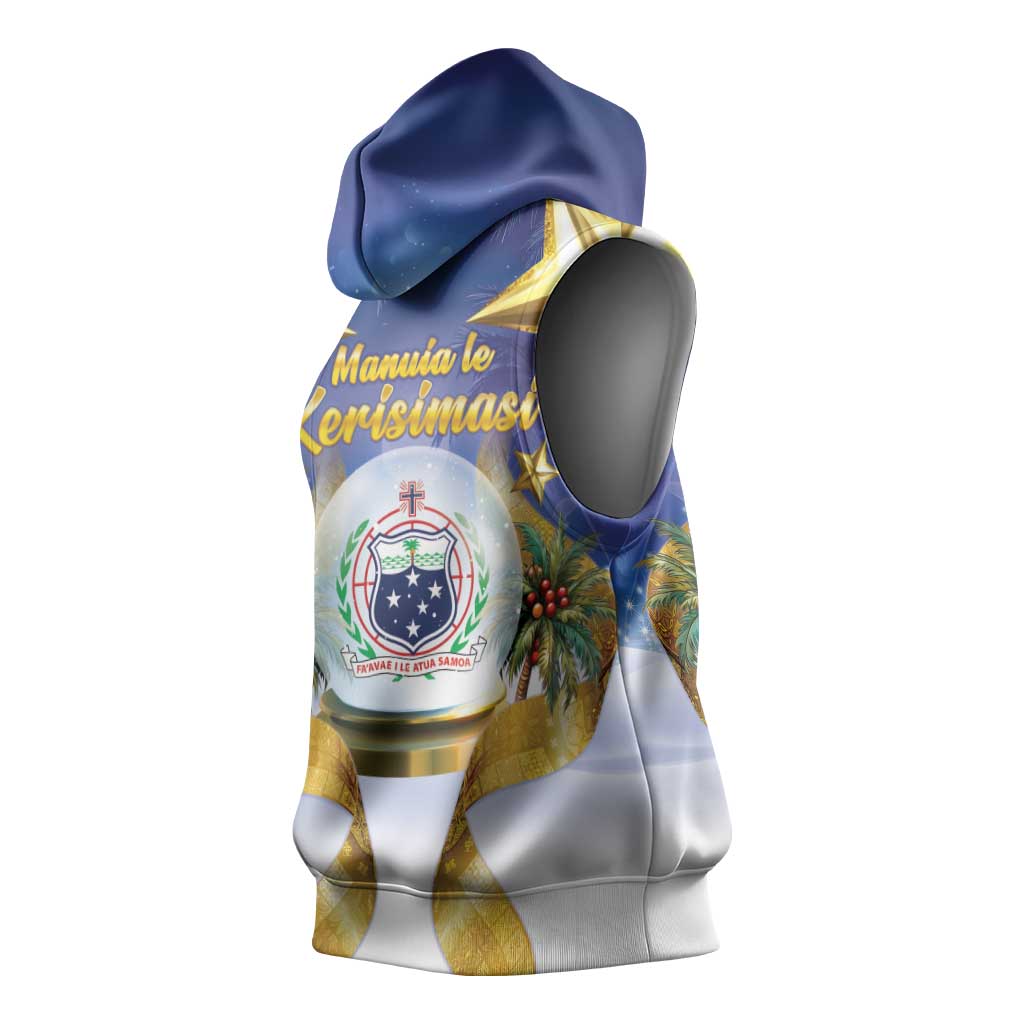 Samoa Christmas Sleeveless Hoodie Snow Globe With Samoan Santa LT05 - Polynesian Pride
