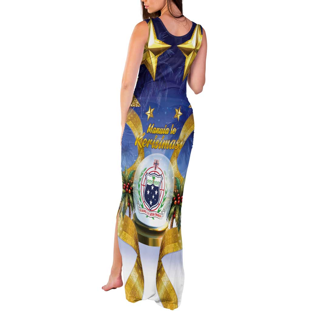 Samoa Christmas Tank Maxi Dress Snow Globe With Samoan Santa - Polynesian Pride