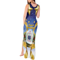 Samoa Christmas Tank Maxi Dress Snow Globe With Samoan Santa - Polynesian Pride