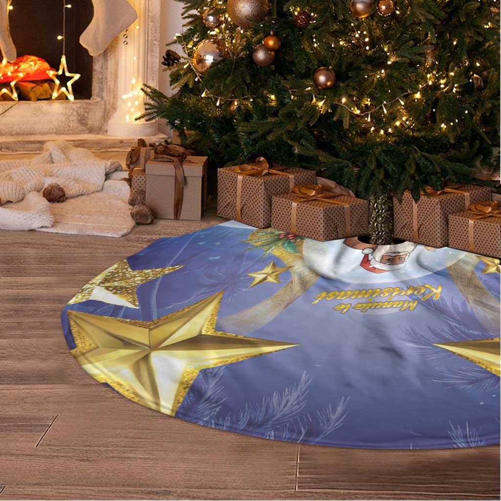 Samoa Christmas Tree Skirt Snow Globe With Samoan Santa - Polynesian Pride