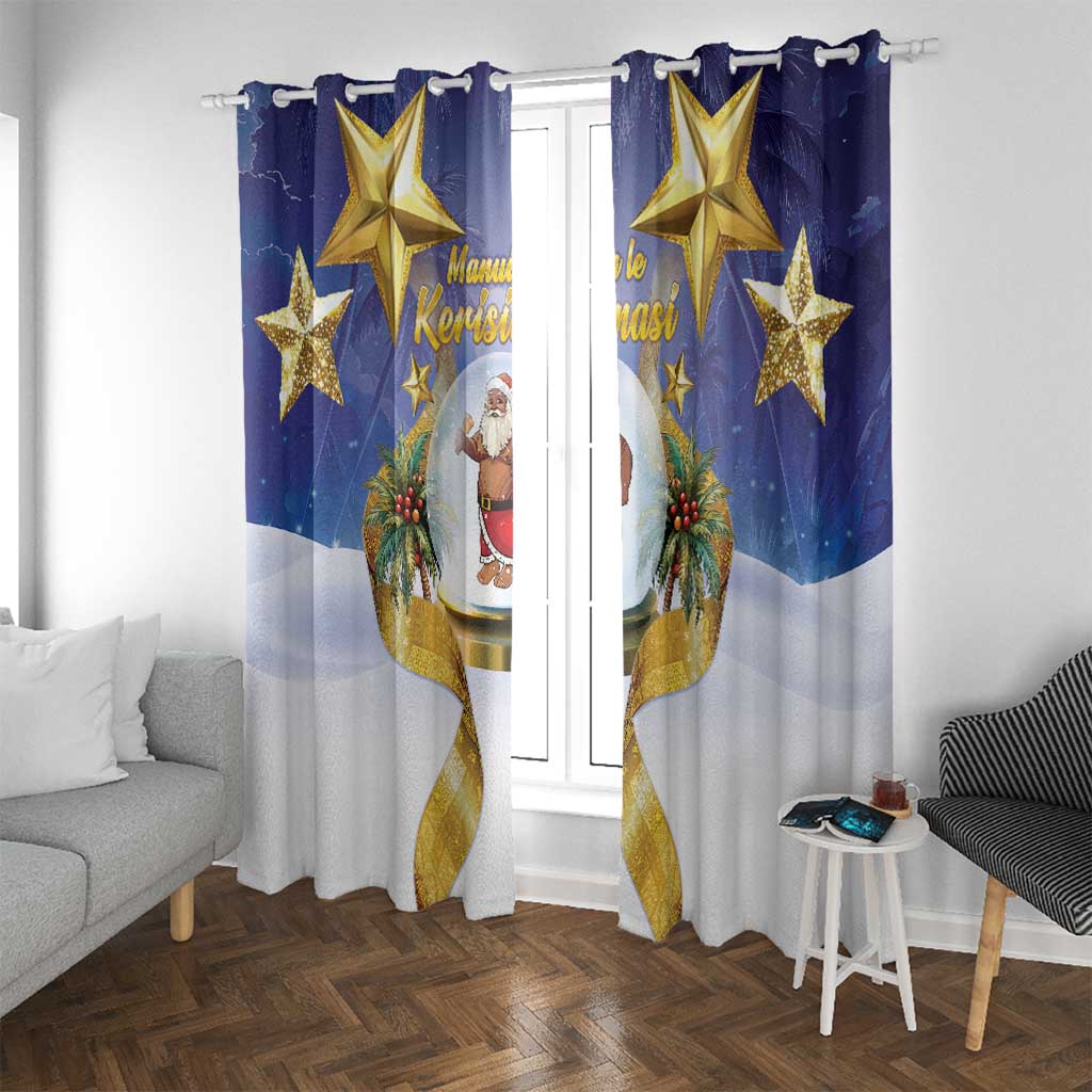 Samoa Christmas Window Curtain Snow Globe With Samoan Santa - Polynesian Pride