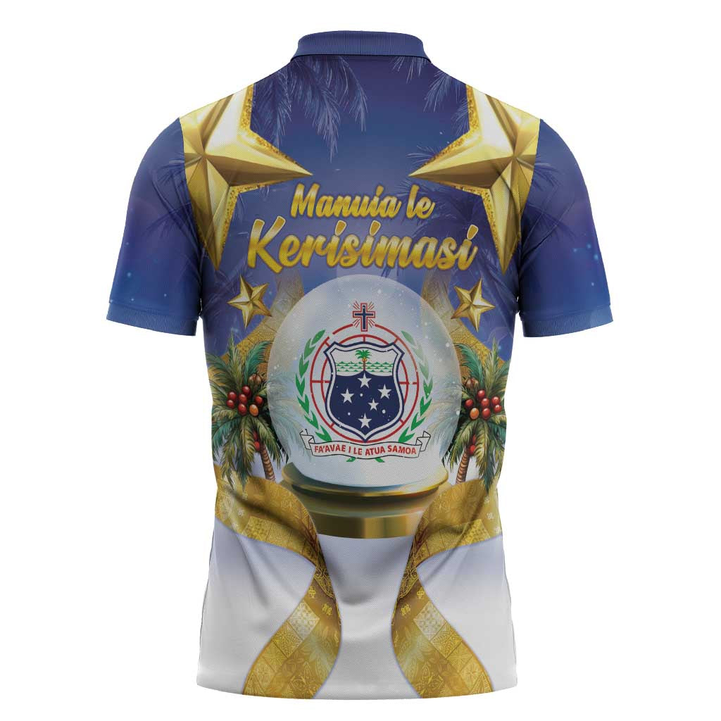 Samoa Christmas Zipper Polo Shirt Snow Globe With Samoan Santa LT05 - Polynesian Pride