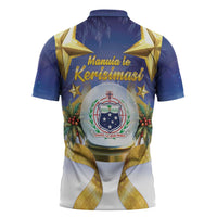 Samoa Christmas Zipper Polo Shirt Snow Globe With Samoan Santa LT05 - Polynesian Pride