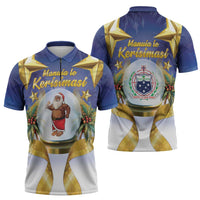 Samoa Christmas Zipper Polo Shirt Snow Globe With Samoan Santa LT05 - Polynesian Pride