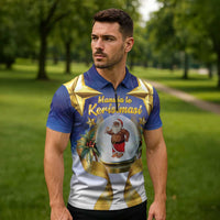 Samoa Christmas Zipper Polo Shirt Snow Globe With Samoan Santa LT05 - Polynesian Pride