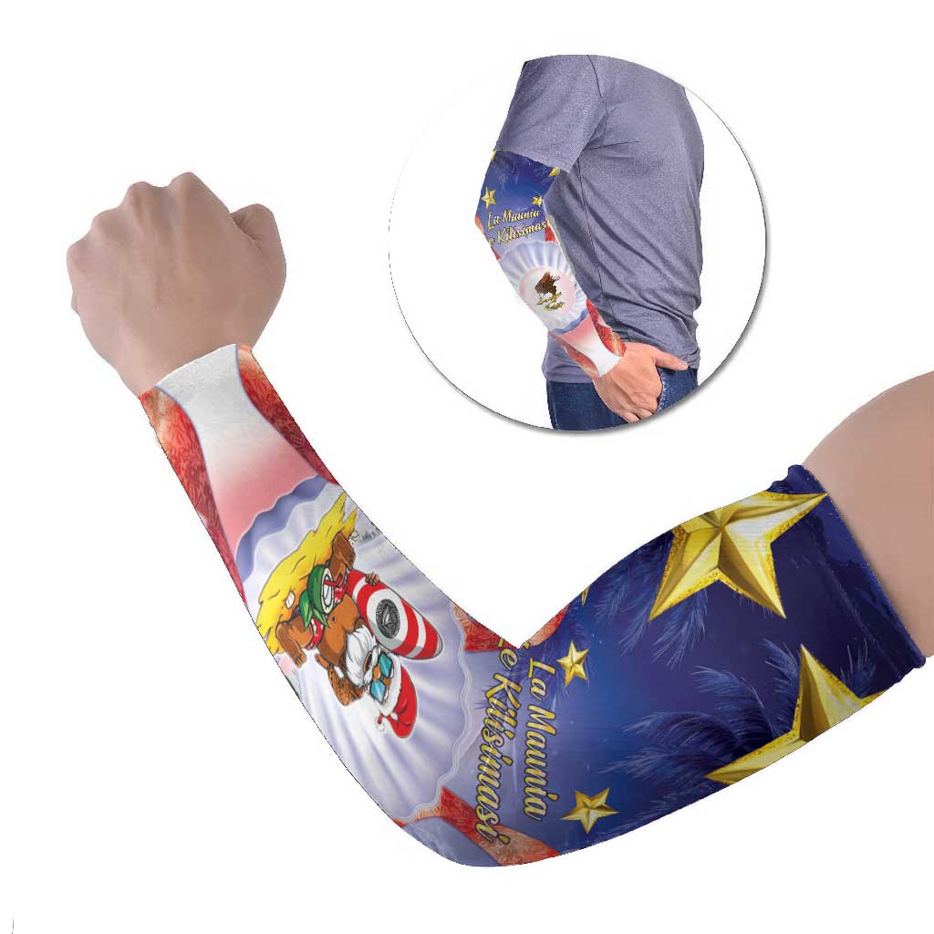 American Samoa Christmas Arm Sleeves Seashell Santa Beach Vibes - Polynesian Pride