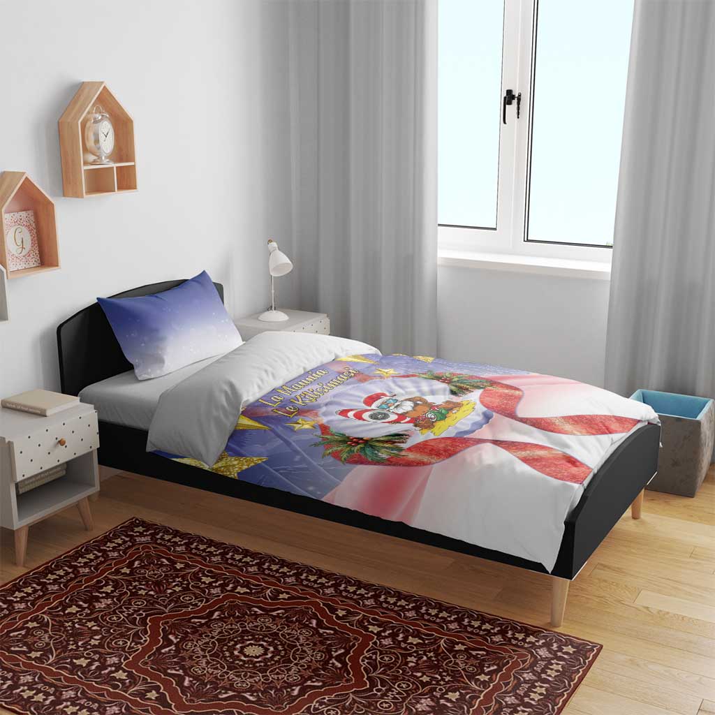American Samoa Christmas Bedding Set Seashell Santa Beach Vibes - Polynesian Pride
