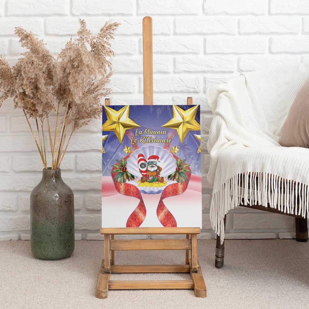 American Samoa Christmas Canvas Wall Art Seashell Santa Beach Vibes - Polynesian Pride