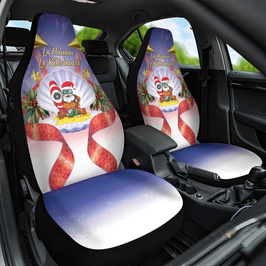 American Samoa Christmas Car Seat Cover Seashell Santa Beach Vibes - Polynesian Pride
