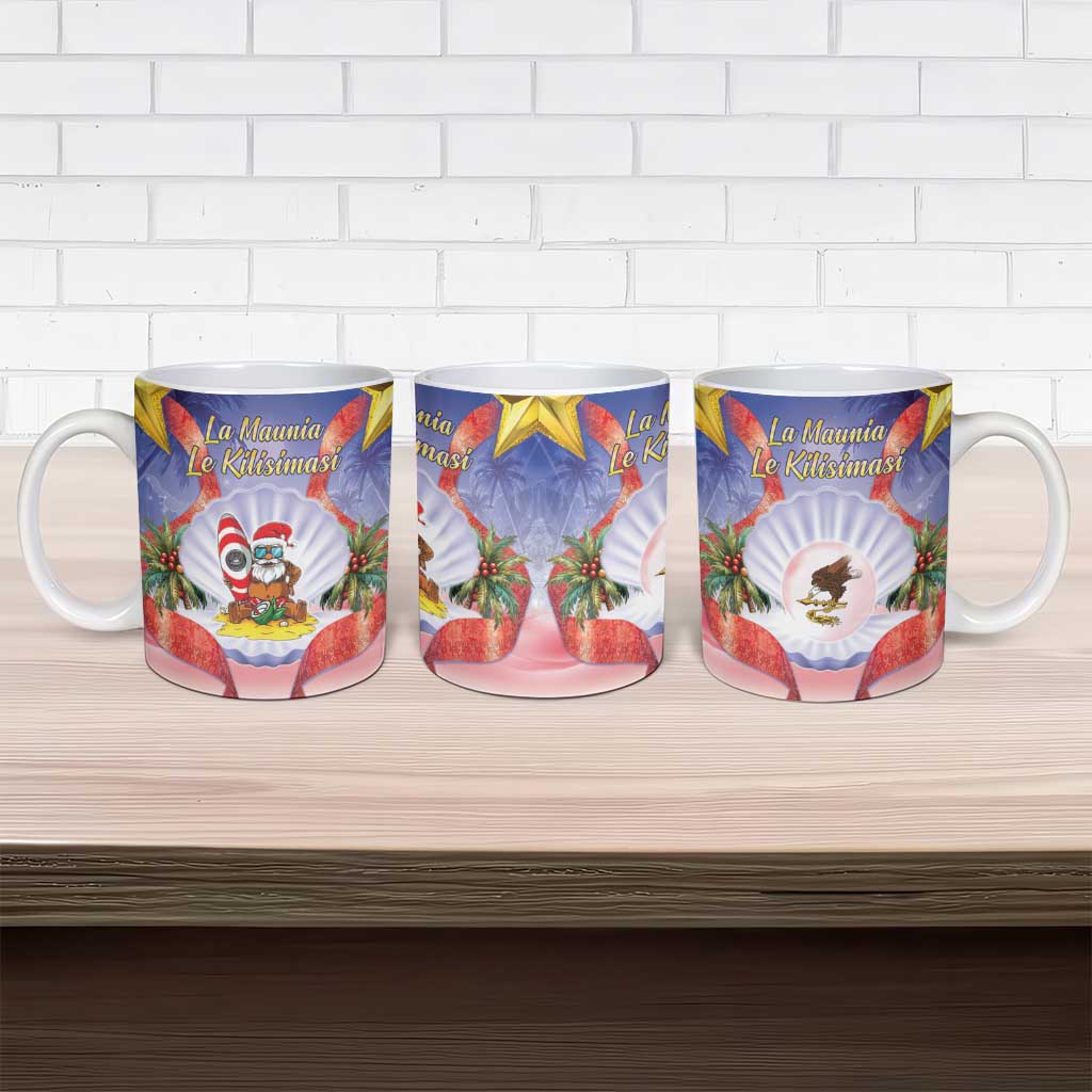 American Samoa Christmas Ceramic Mug Seashell Santa Beach Vibes - Polynesian Pride