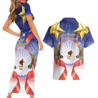 American Samoa Christmas Couples Matching Short Sleeve Bodycon Dress and Hawaiian Shirt Seashell Santa Beach Vibes LT05 - Polynesian Pride