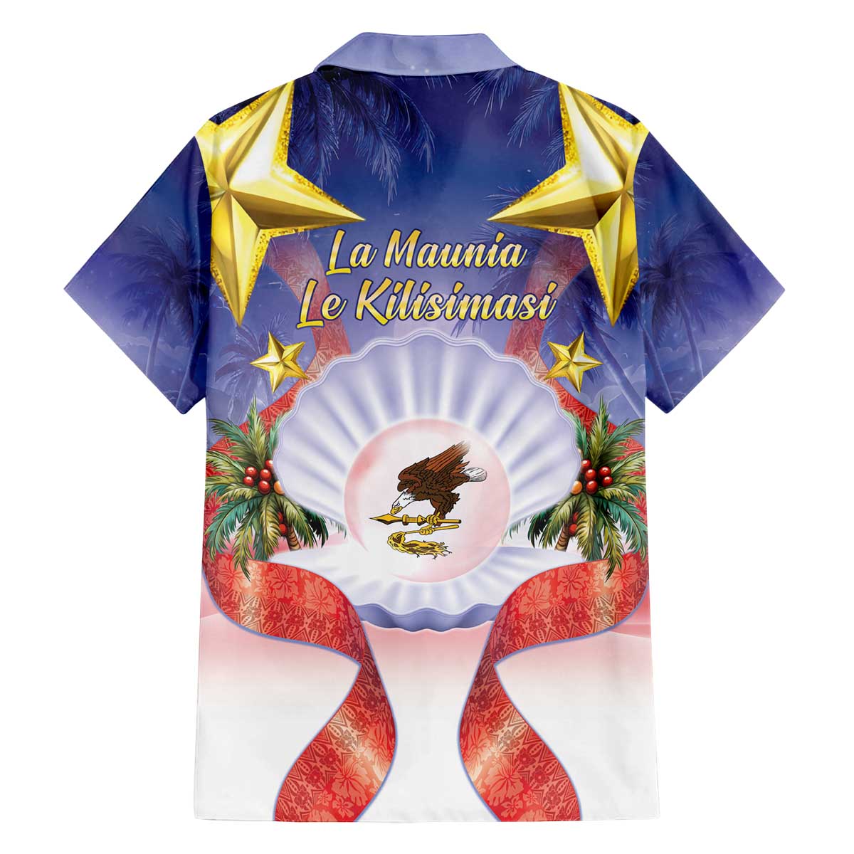 American Samoa Christmas Family Matching Off The Shoulder Long Sleeve Dress and Hawaiian Shirt Seashell Santa Beach Vibes LT05 - Polynesian Pride
