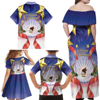 American Samoa Christmas Family Matching Off Shoulder Maxi Dress and Hawaiian Shirt Seashell Santa Beach Vibes LT05 - Polynesian Pride
