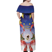 American Samoa Christmas Family Matching Off Shoulder Maxi Dress and Hawaiian Shirt Seashell Santa Beach Vibes LT05 - Polynesian Pride