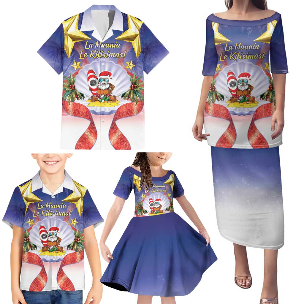 American Samoa Christmas Family Matching Puletasi and Hawaiian Shirt Seashell Santa Beach Vibes LT05 - Polynesian Pride