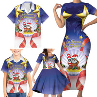 American Samoa Christmas Family Matching Short Sleeve Bodycon Dress and Hawaiian Shirt Seashell Santa Beach Vibes LT05 - Polynesian Pride