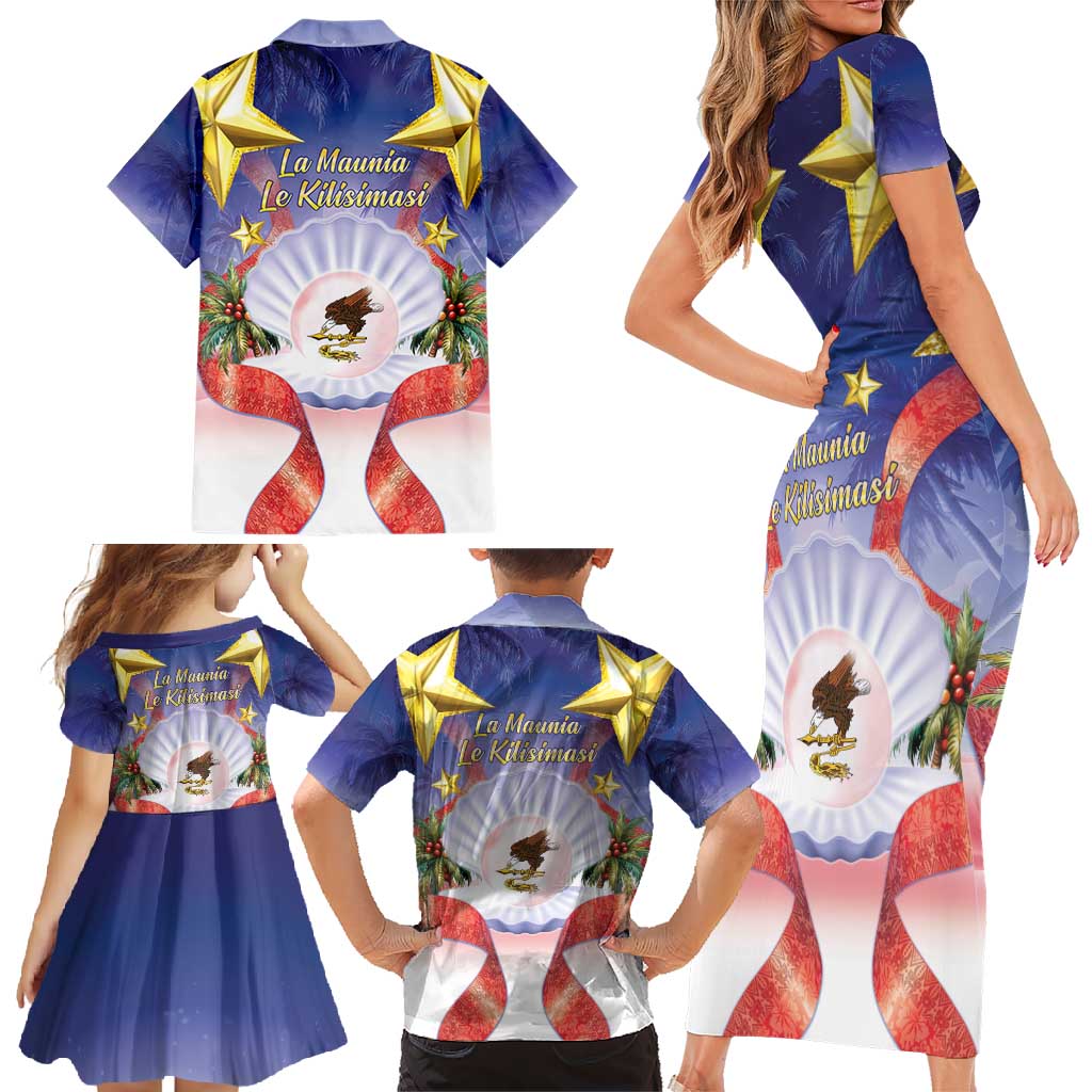American Samoa Christmas Family Matching Short Sleeve Bodycon Dress and Hawaiian Shirt Seashell Santa Beach Vibes LT05 - Polynesian Pride