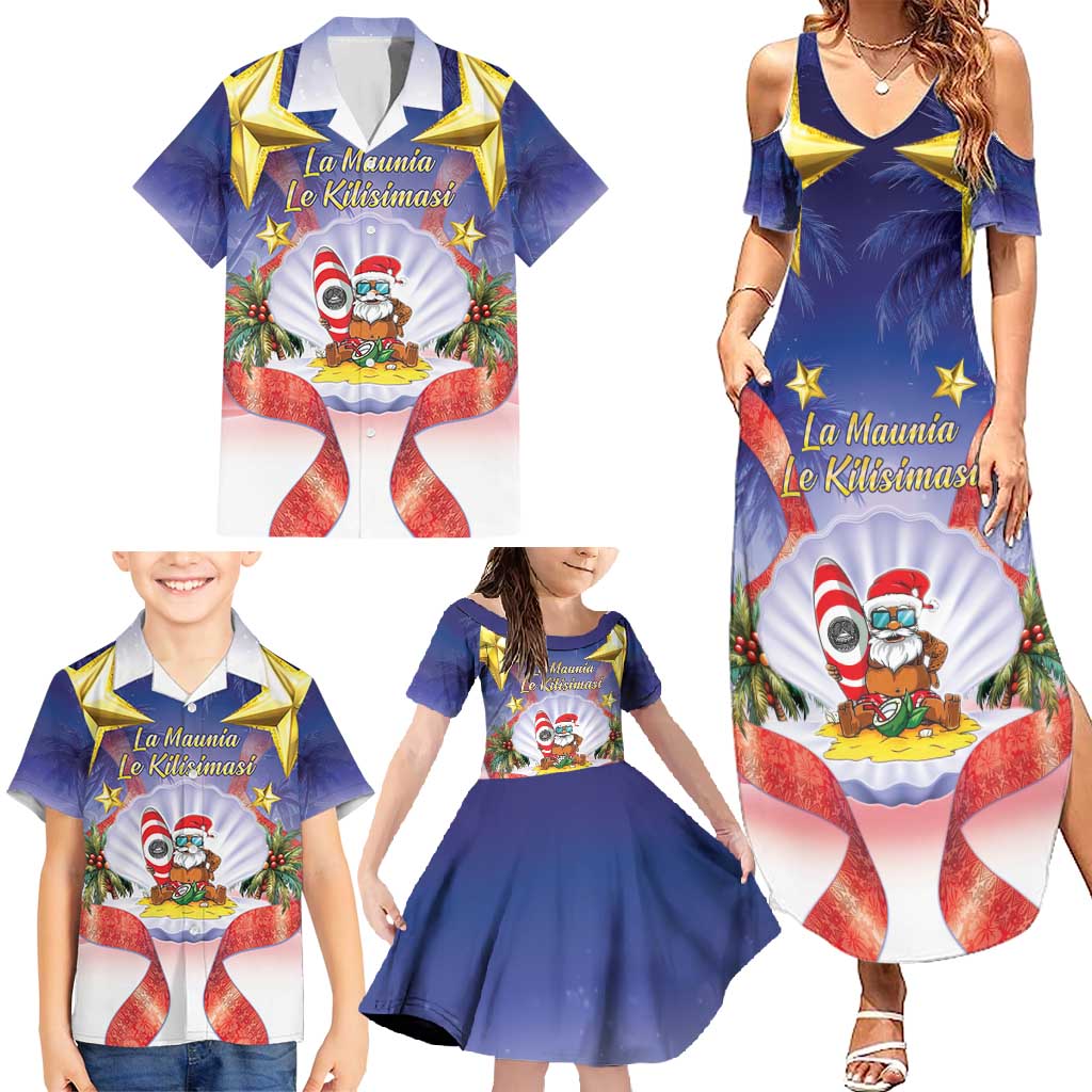 American Samoa Christmas Family Matching Summer Maxi Dress and Hawaiian Shirt Seashell Santa Beach Vibes LT05 - Polynesian Pride