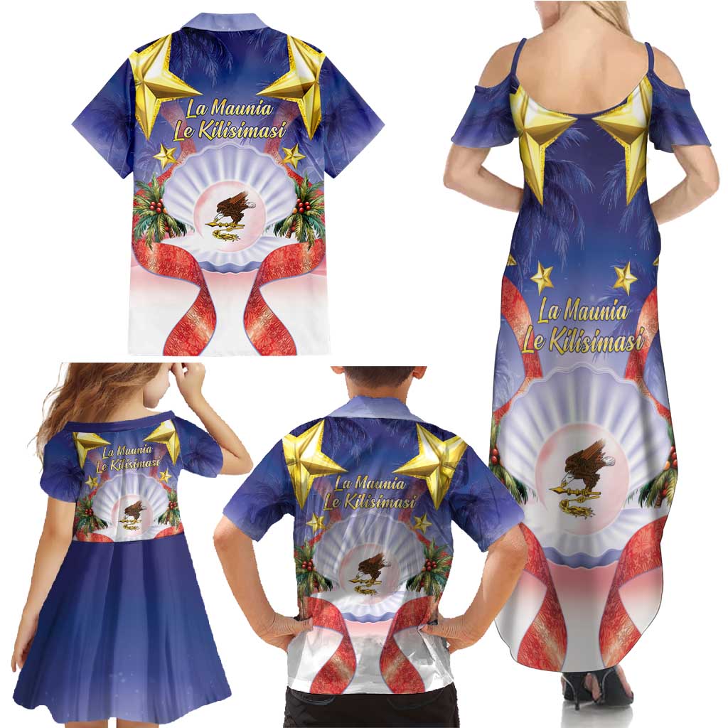 American Samoa Christmas Family Matching Summer Maxi Dress and Hawaiian Shirt Seashell Santa Beach Vibes LT05 - Polynesian Pride