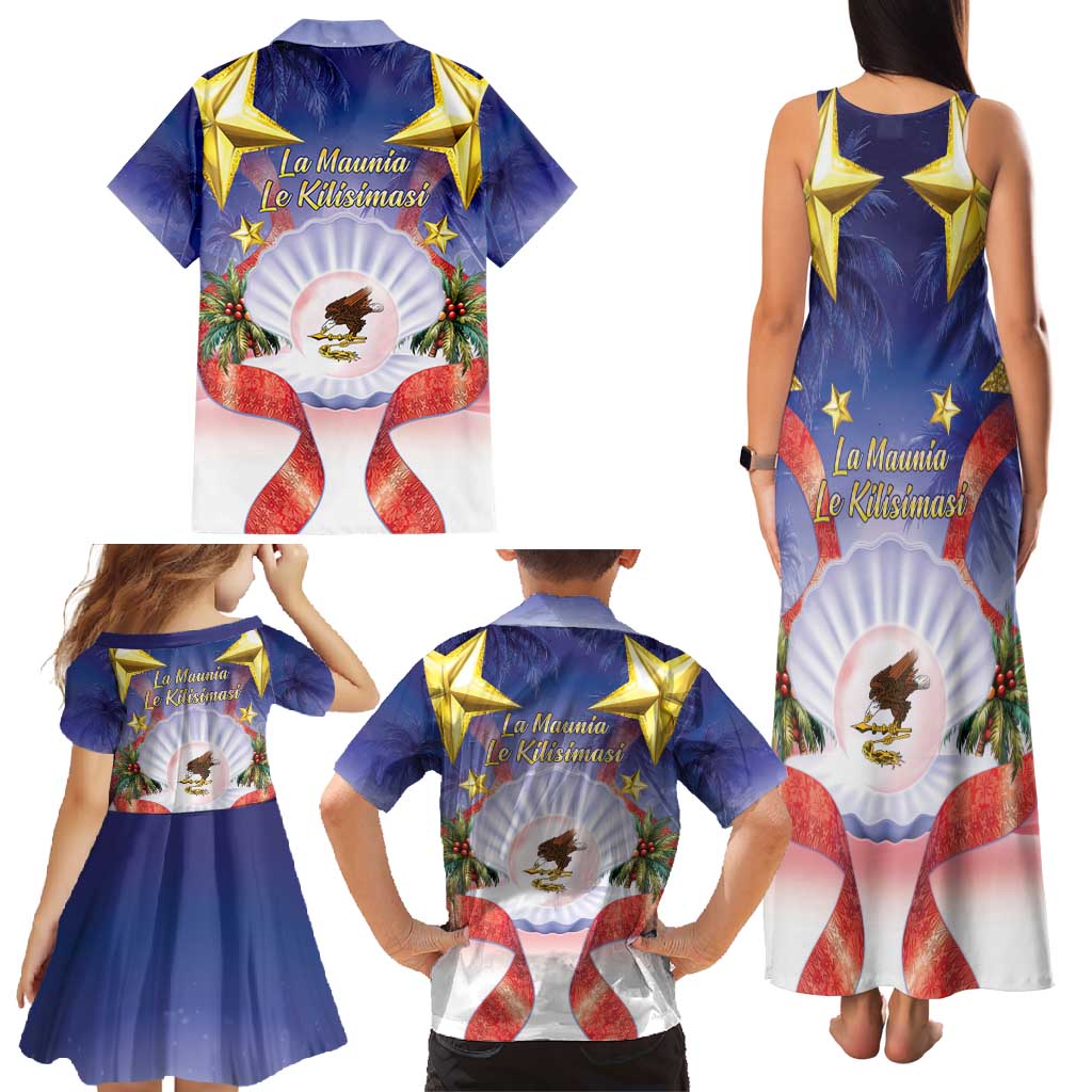 American Samoa Christmas Family Matching Tank Maxi Dress and Hawaiian Shirt Seashell Santa Beach Vibes LT05 - Polynesian Pride