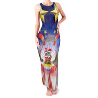 American Samoa Christmas Family Matching Tank Maxi Dress and Hawaiian Shirt Seashell Santa Beach Vibes LT05 Mom's Dress Navy - Polynesian Pride