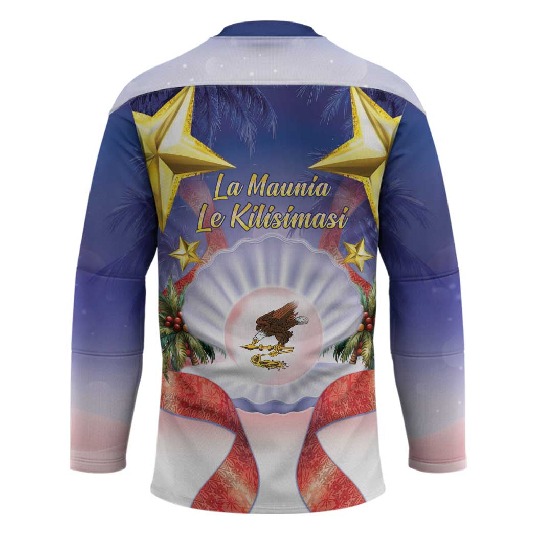 American Samoa Christmas Hockey Jersey Seashell Santa Beach Vibes - Polynesian Pride
