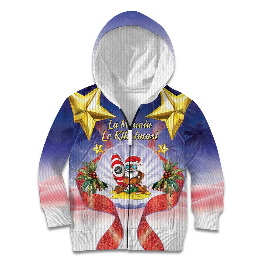 American Samoa Christmas Kid Hoodie Seashell Santa Beach Vibes - Polynesian Pride