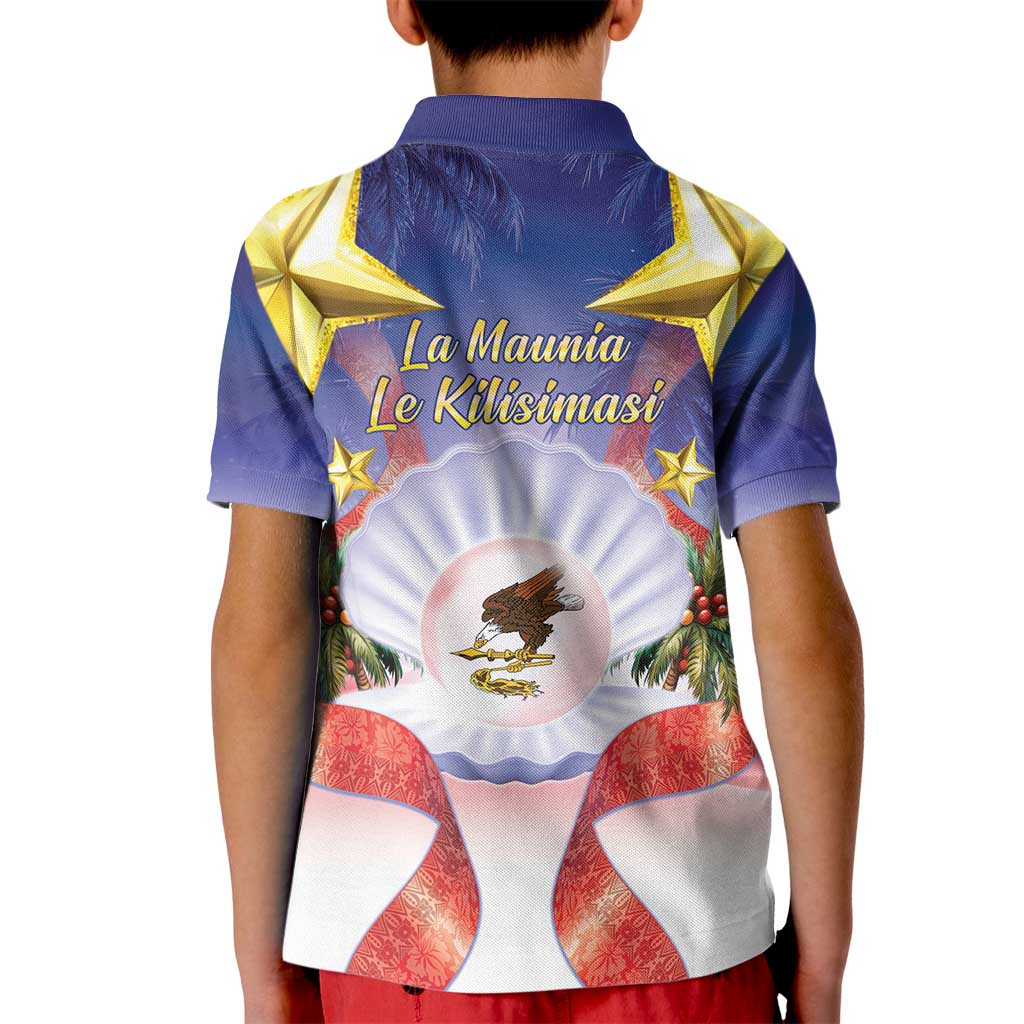 American Samoa Christmas Kid Polo Shirt Seashell Santa Beach Vibes - Polynesian Pride