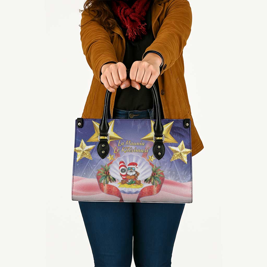 American Samoa Christmas Leather Bag Seashell Santa Beach Vibes - Polynesian Pride