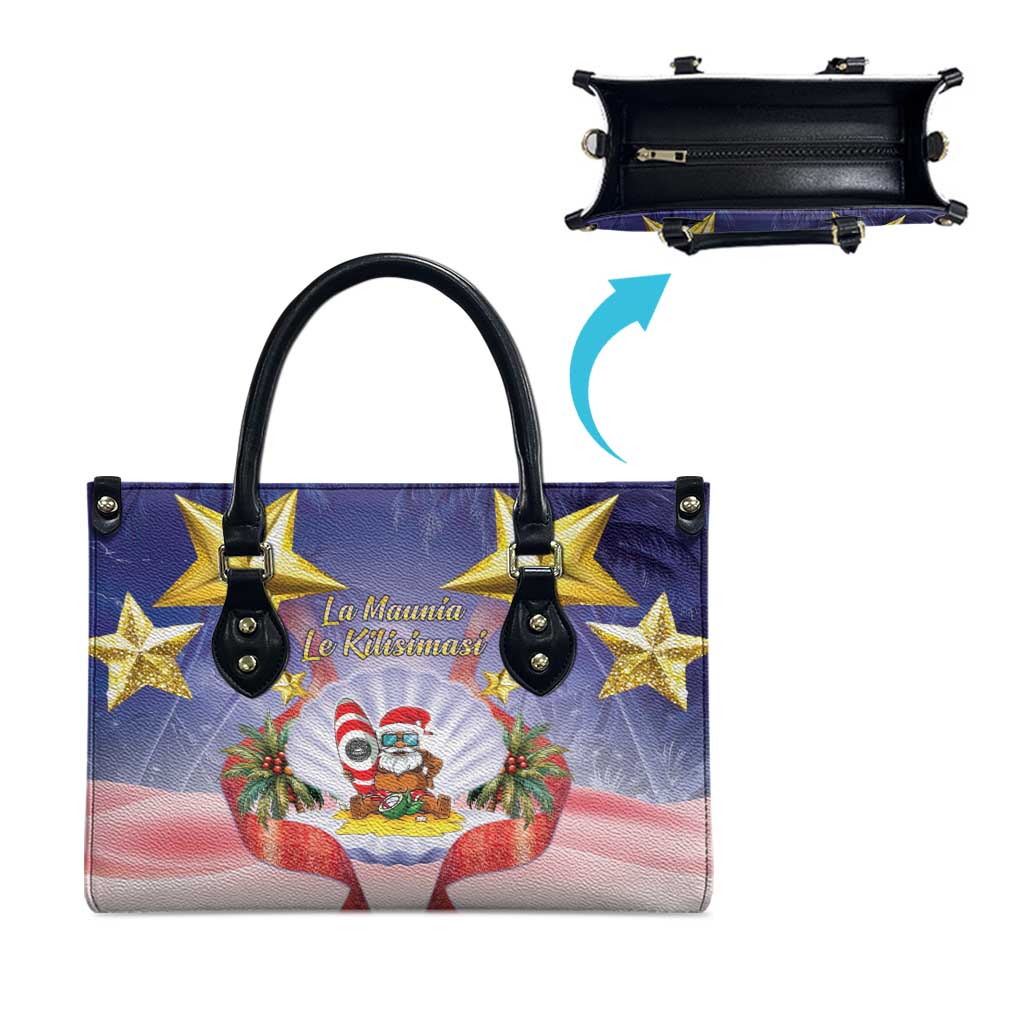 American Samoa Christmas Leather Bag Seashell Santa Beach Vibes - Polynesian Pride
