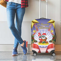 American Samoa Christmas Luggage Cover Seashell Santa Beach Vibes - Polynesian Pride