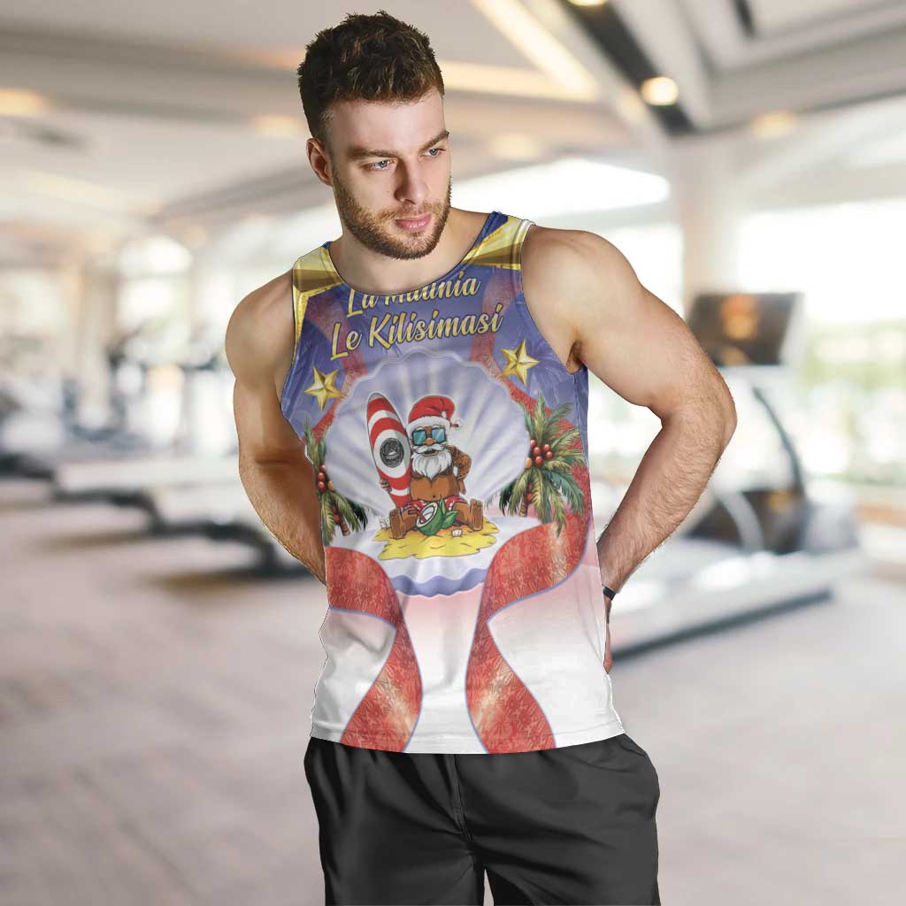 American Samoa Christmas Men Tank Top Seashell Santa Beach Vibes - Polynesian Pride