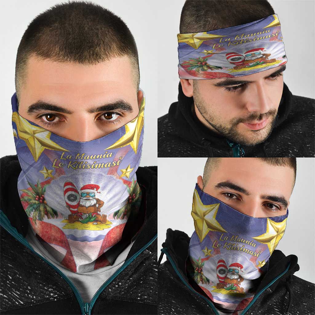 American Samoa Christmas Neck Gaiter Seashell Santa Beach Vibes - Polynesian Pride