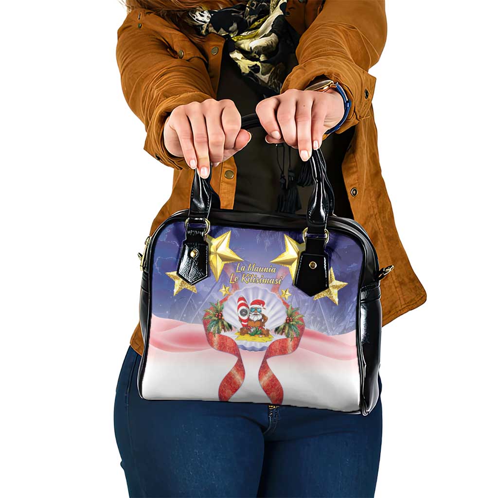 American Samoa Christmas Shoulder Handbag Seashell Santa Beach Vibes - Polynesian Pride