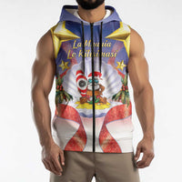 American Samoa Christmas Sleeveless Zip Hoodie Seashell Santa Beach Vibes LT05