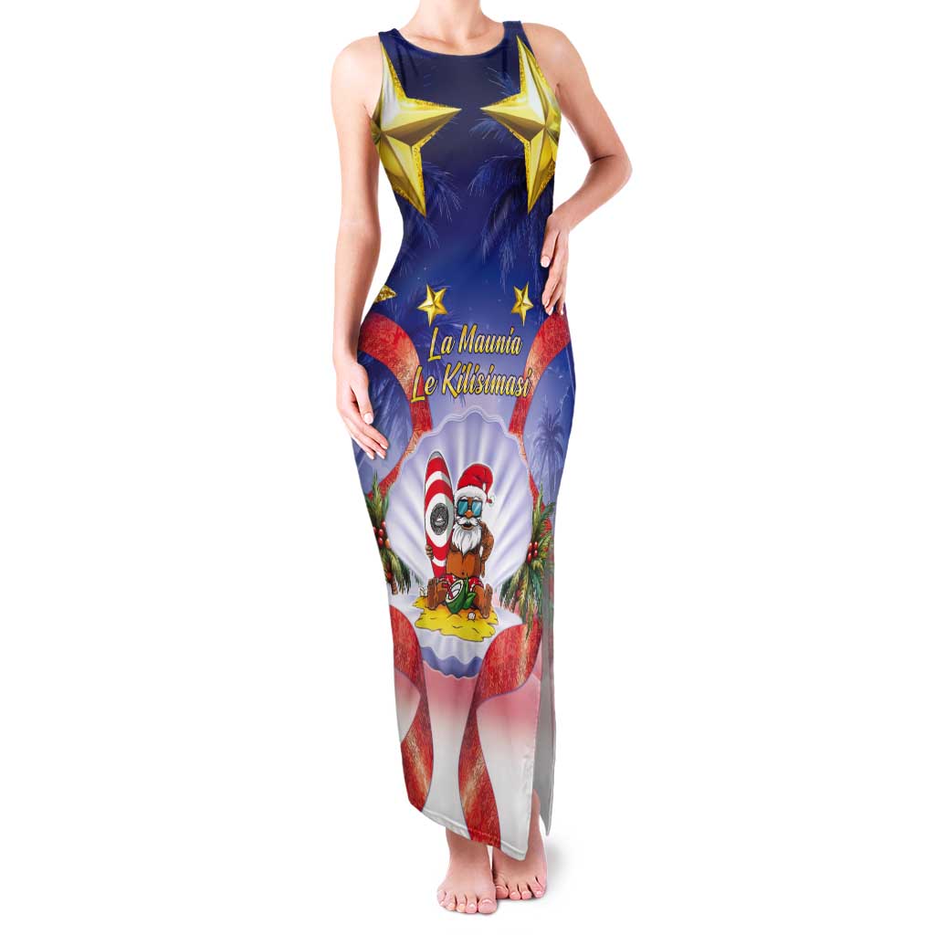 American Samoa Christmas Tank Maxi Dress Seashell Santa Beach Vibes - Polynesian Pride