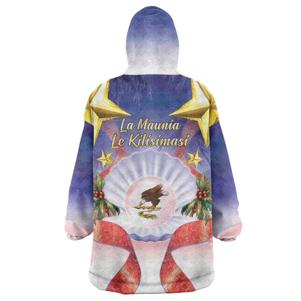 American Samoa Christmas Wearable Blanket Hoodie Seashell Santa Beach Vibes LT05 - Polynesian Pride