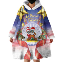 American Samoa Christmas Wearable Blanket Hoodie Seashell Santa Beach Vibes LT05 - Polynesian Pride