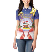 American Samoa Christmas Women Polo Shirt Seashell Santa Beach Vibes - Polynesian Pride