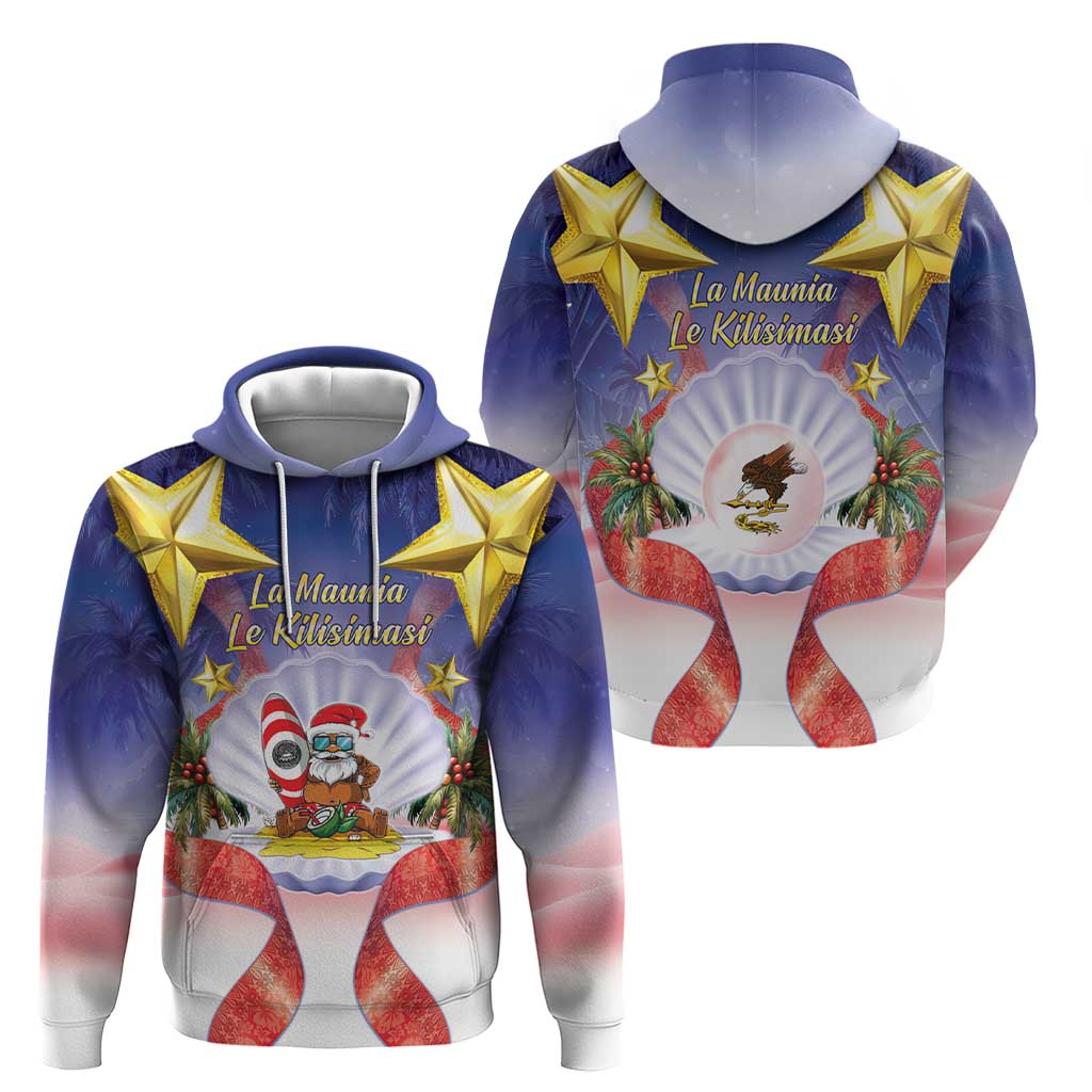 American Samoa Christmas Zip Hoodie Seashell Santa Beach Vibes LT05 - Polynesian Pride