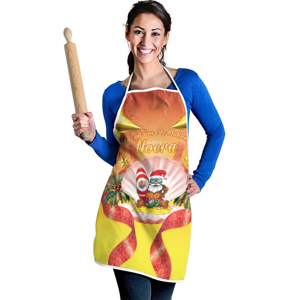French Polynesia Christmas Apron Seashell Santa Beach Vibes - Polynesian Pride