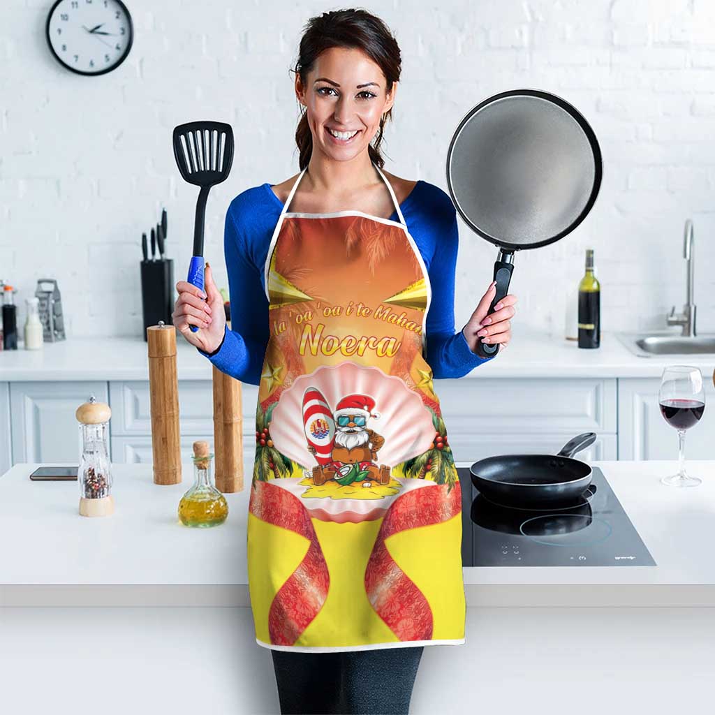 French Polynesia Christmas Apron Seashell Santa Beach Vibes - Polynesian Pride