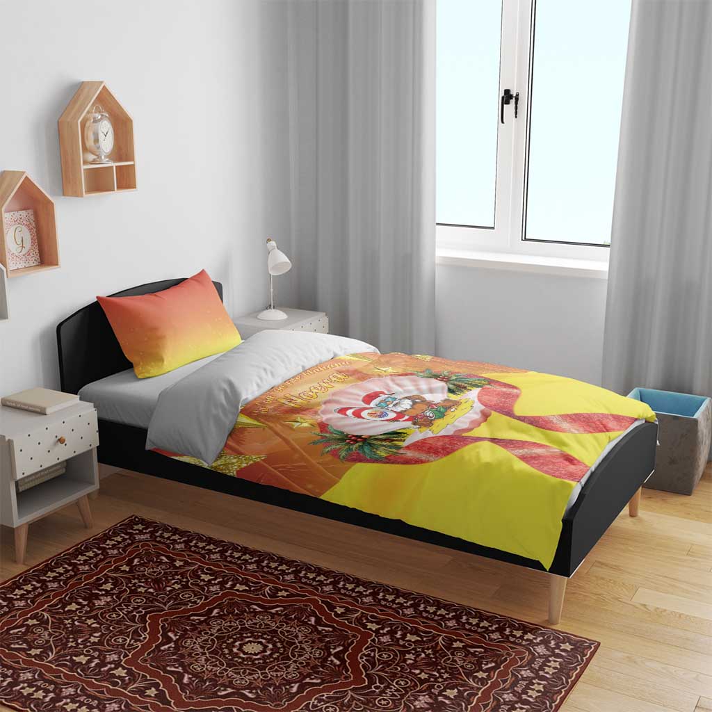 French Polynesia Christmas Bedding Set Seashell Santa Beach Vibes - Polynesian Pride