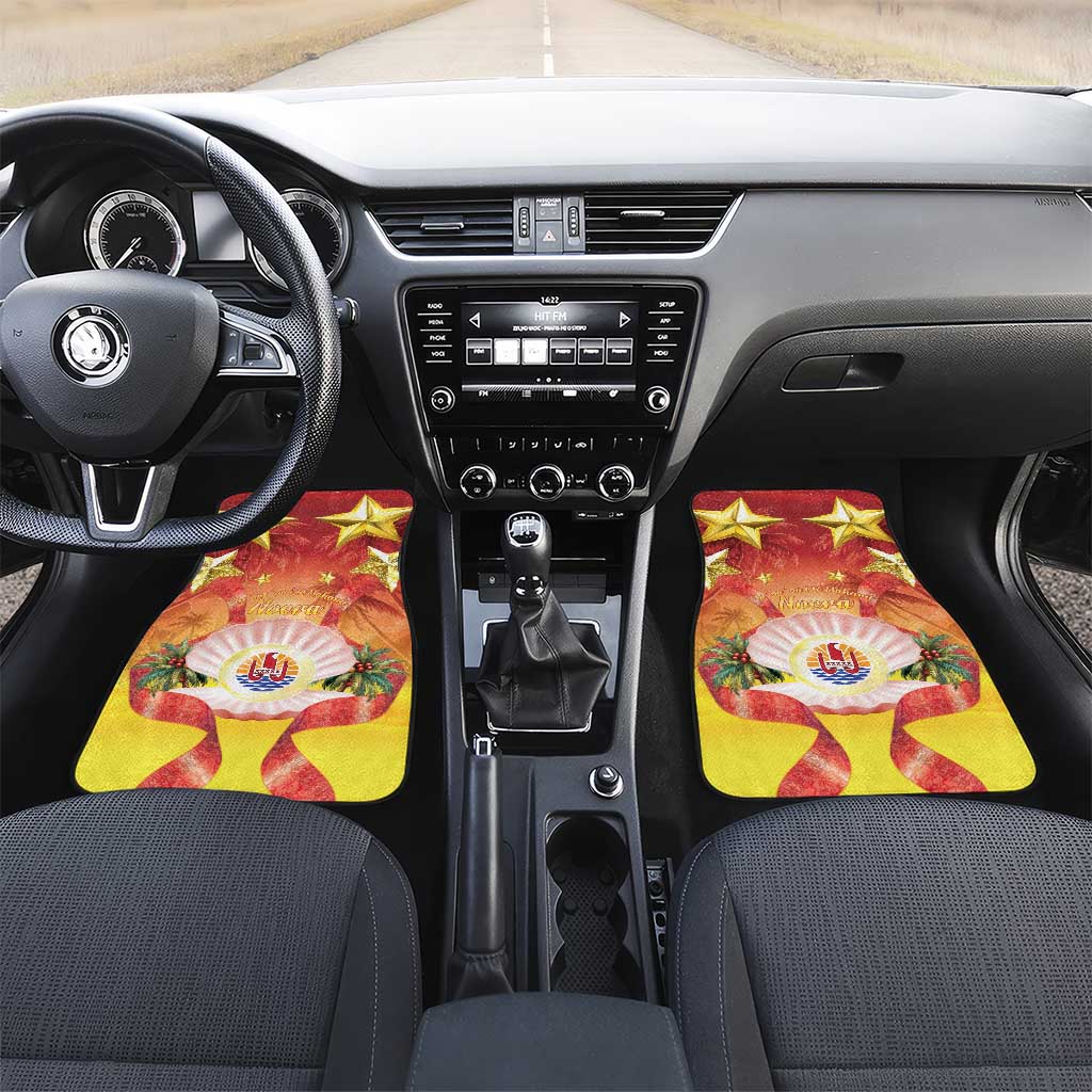French Polynesia Christmas Car Mats Seashell Santa Beach Vibes - Polynesian Pride