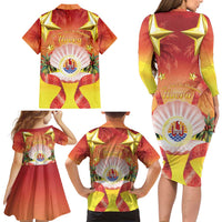 French Polynesia Christmas Family Matching Long Sleeve Bodycon Dress and Hawaiian Shirt Seashell Santa Beach Vibes LT05 - Polynesian Pride