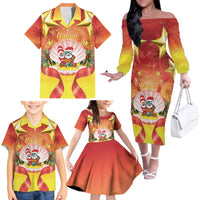 French Polynesia Christmas Family Matching Off The Shoulder Long Sleeve Dress and Hawaiian Shirt Seashell Santa Beach Vibes LT05 - Polynesian Pride