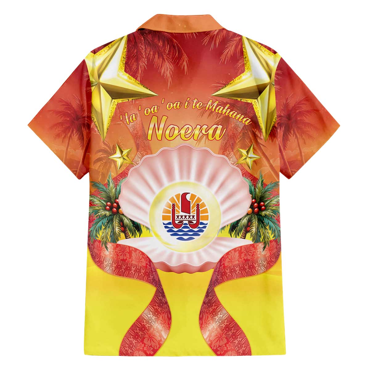 French Polynesia Christmas Family Matching Off The Shoulder Long Sleeve Dress and Hawaiian Shirt Seashell Santa Beach Vibes LT05 - Polynesian Pride