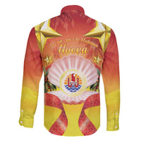 French Polynesia Christmas Family Matching Off The Shoulder Long Sleeve Dress and Hawaiian Shirt Seashell Santa Beach Vibes LT05 - Polynesian Pride