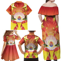 French Polynesia Christmas Family Matching Off Shoulder Maxi Dress and Hawaiian Shirt Seashell Santa Beach Vibes LT05 - Polynesian Pride