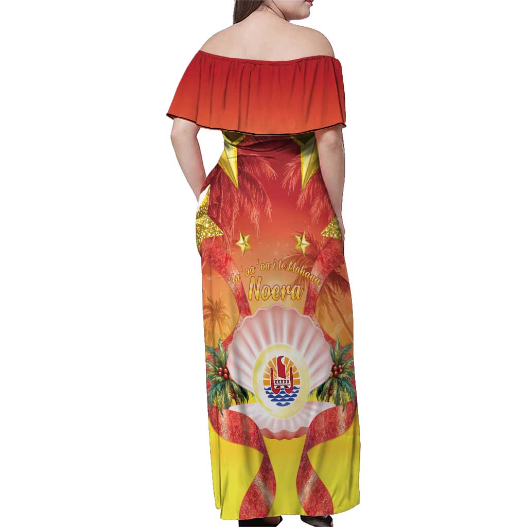 French Polynesia Christmas Family Matching Off Shoulder Maxi Dress and Hawaiian Shirt Seashell Santa Beach Vibes LT05 - Polynesian Pride